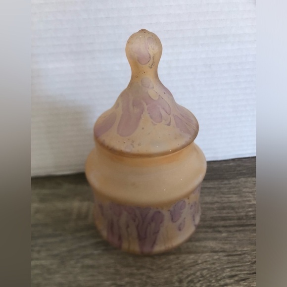 Vtg Satin Glass Jar with Lid - Picture 2 of 12